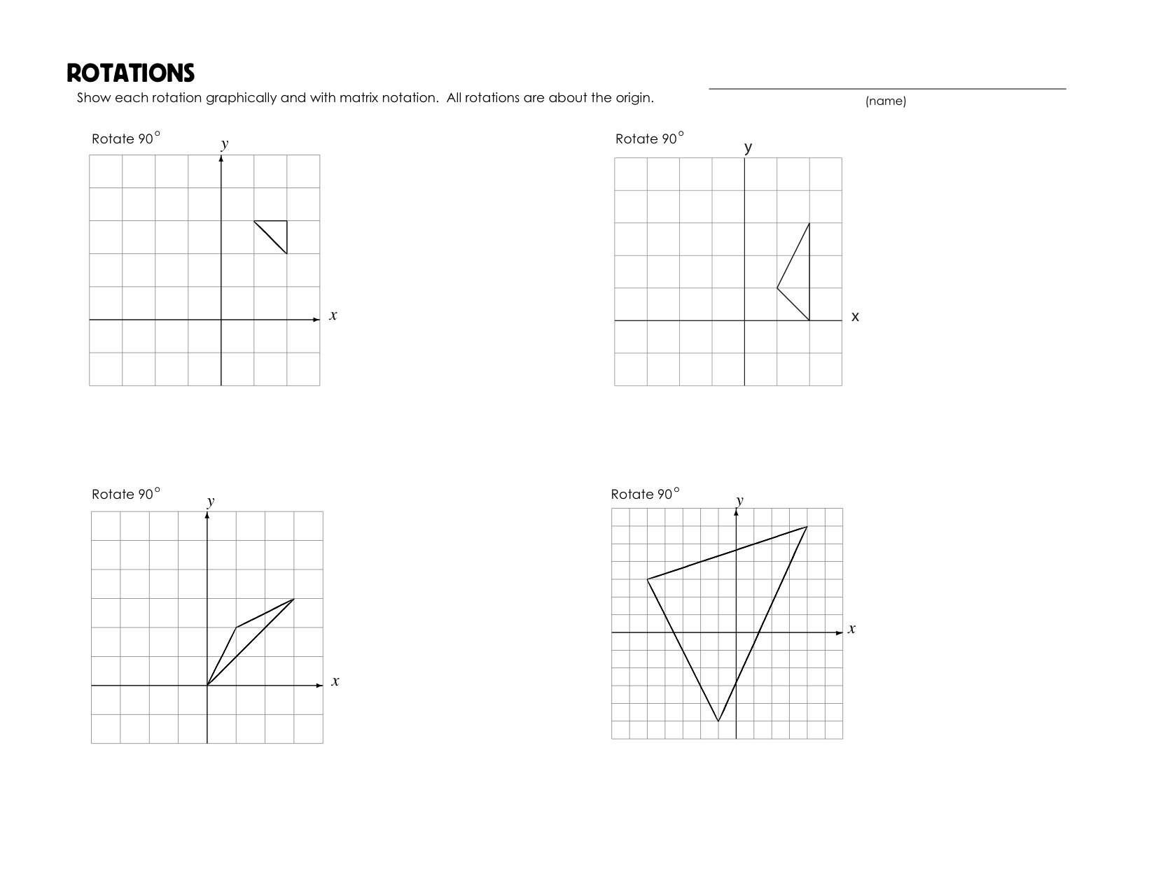 Rotations Worksheet Math Aids